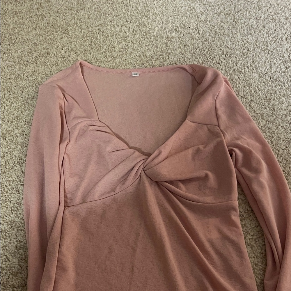 Shein Pink Twist-Front Top